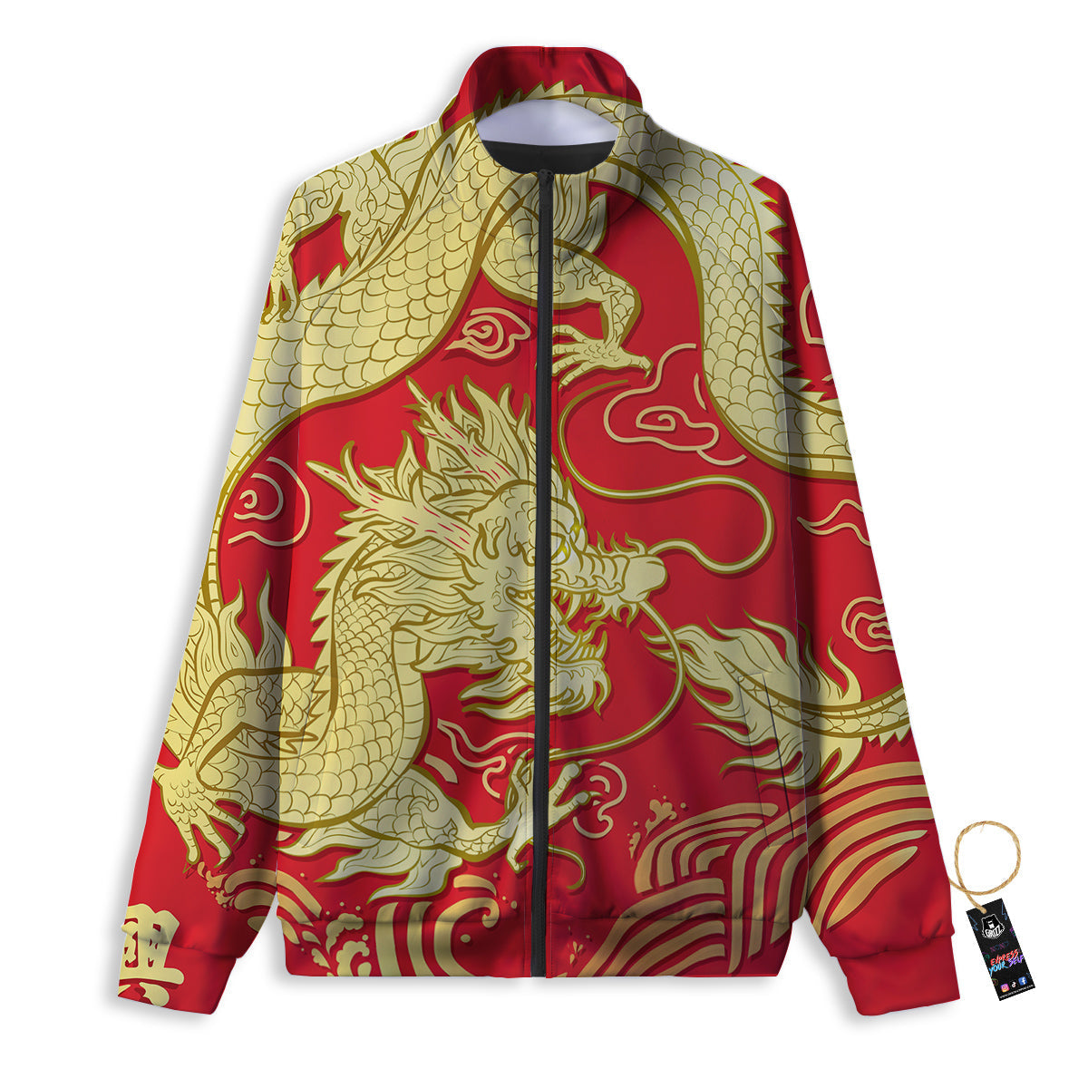 Zodiac Sign Chinese Dragon Print Track Jacket-grizzshop
