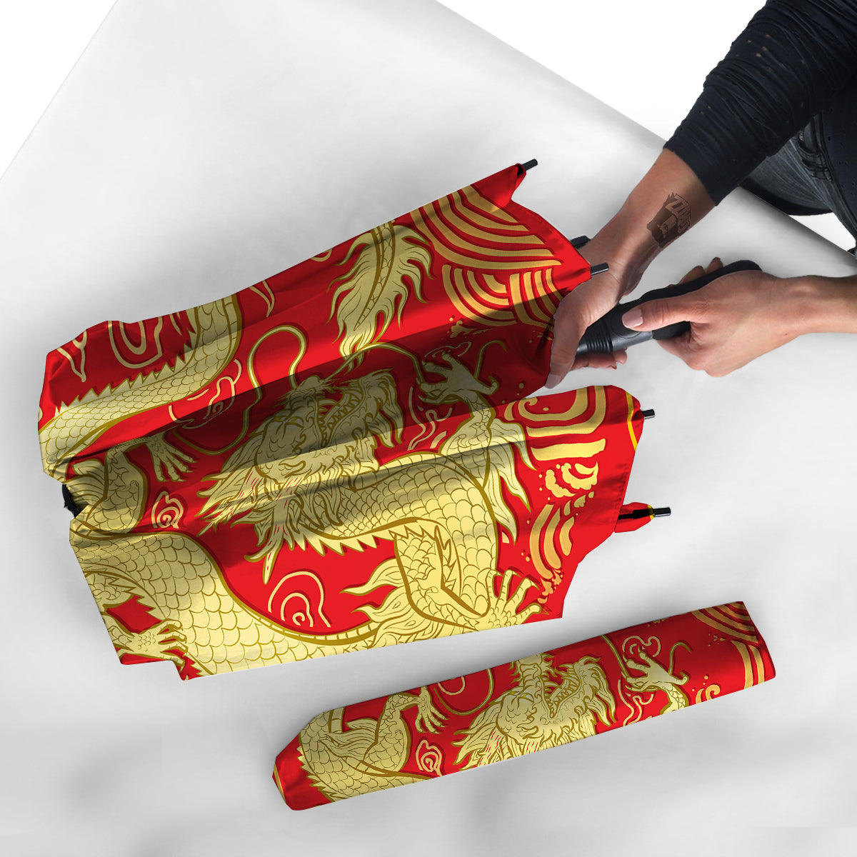 Zodiac Sign Chinese Dragon Print Umbrella-grizzshop