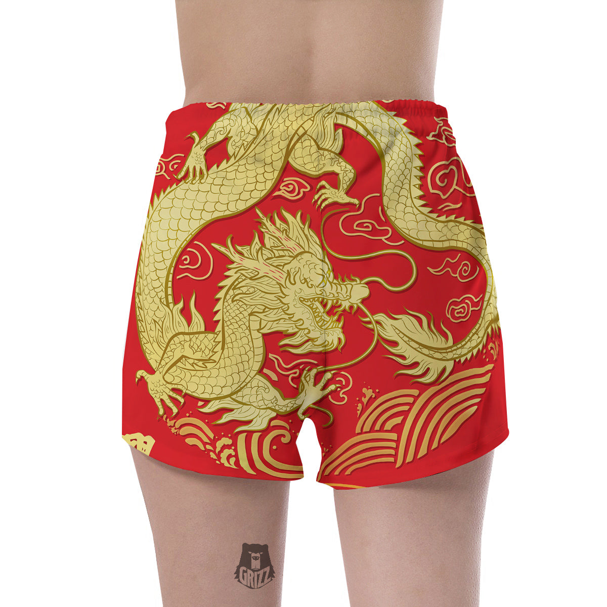 Zodiac Sign Chinese Dragon Print Women's Shorts-grizzshop
