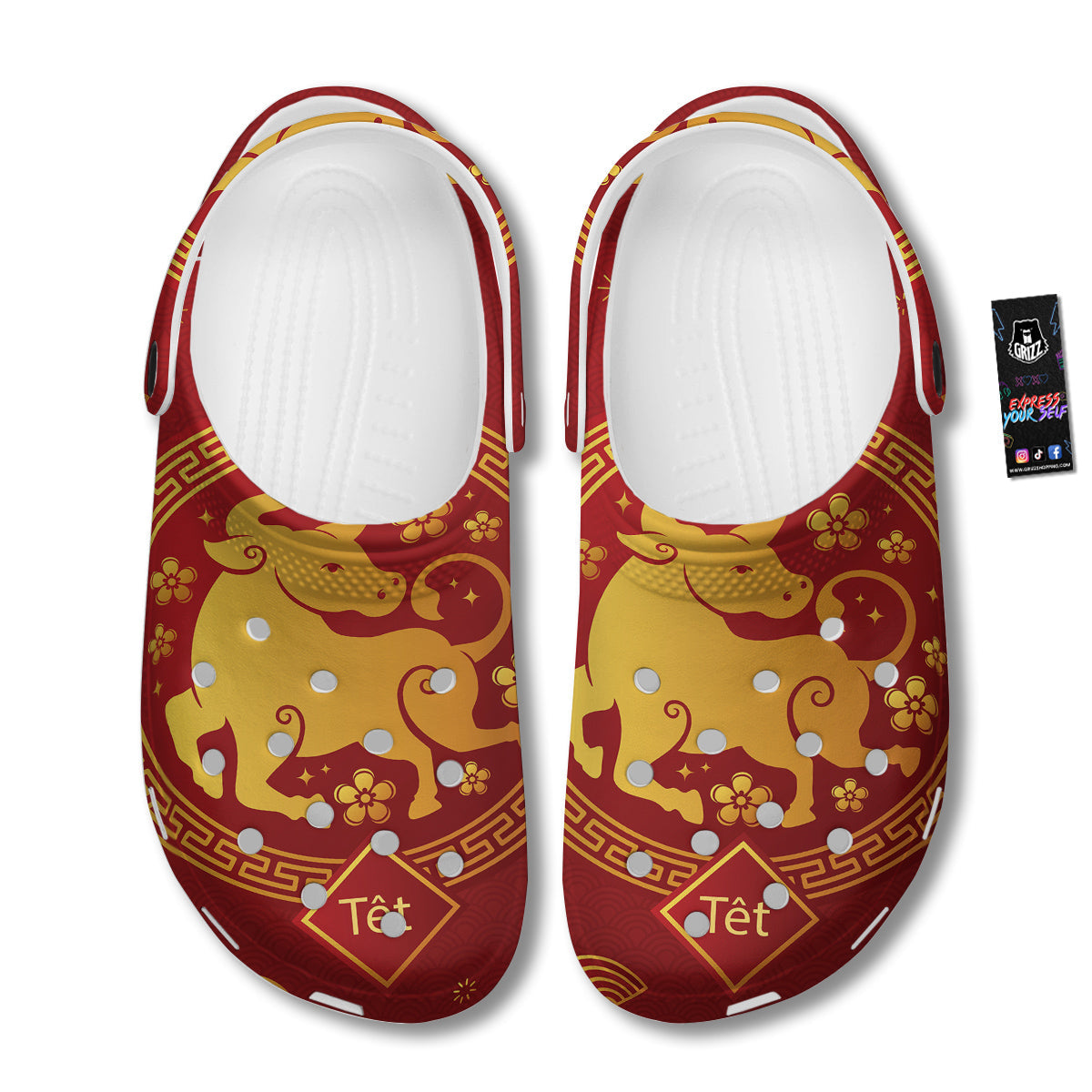 Zodiac Sign Chinese Ox Print Clog-grizzshop