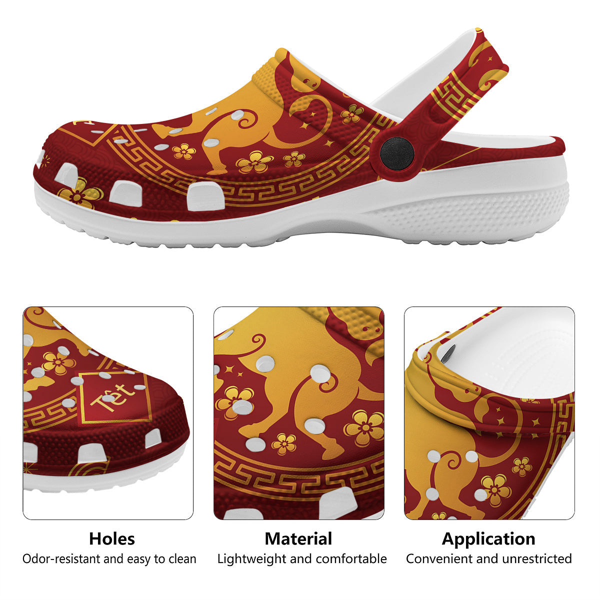 Zodiac Sign Chinese Ox Print Clog-grizzshop