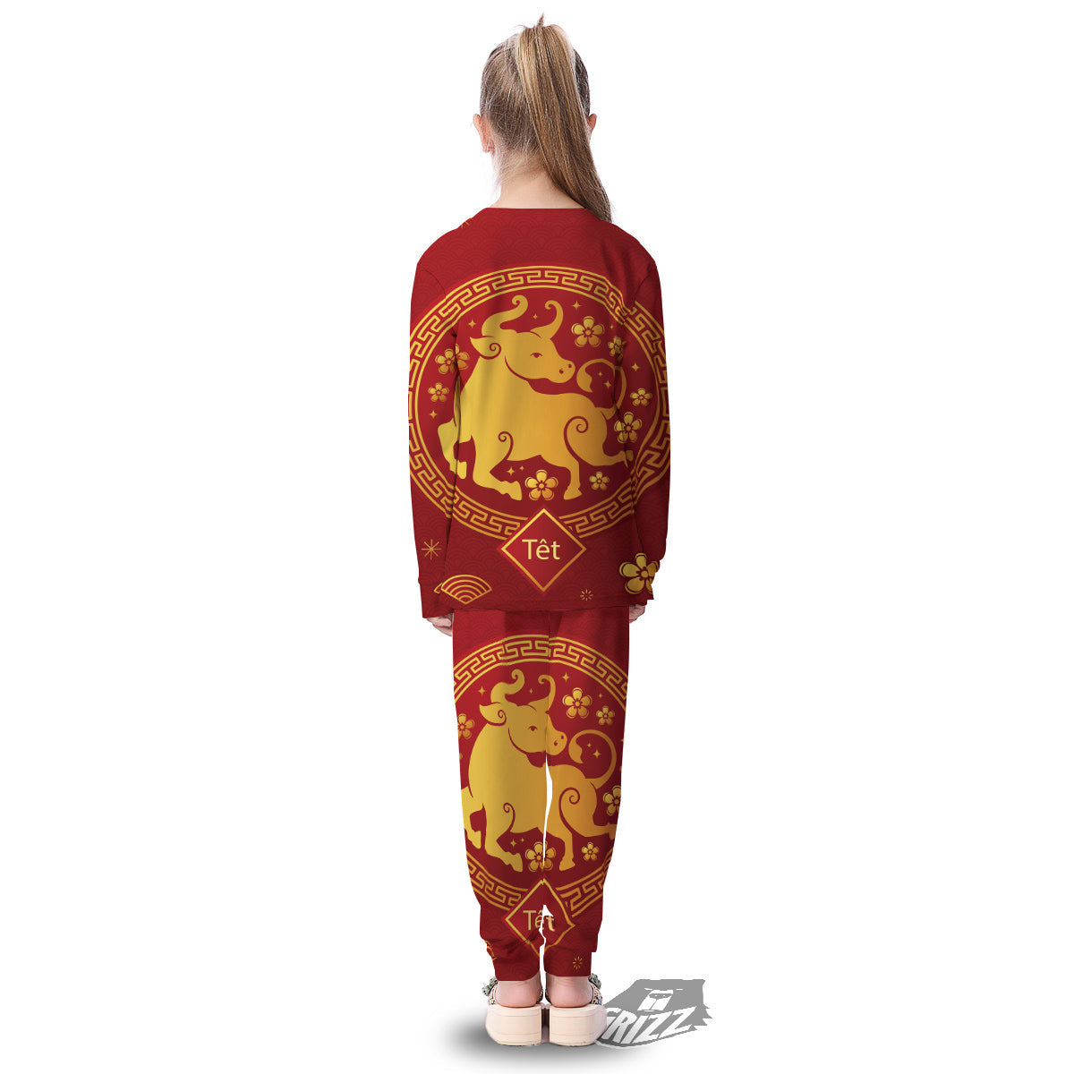 Zodiac Sign Chinese Ox Print Kid's Pajamas-grizzshop