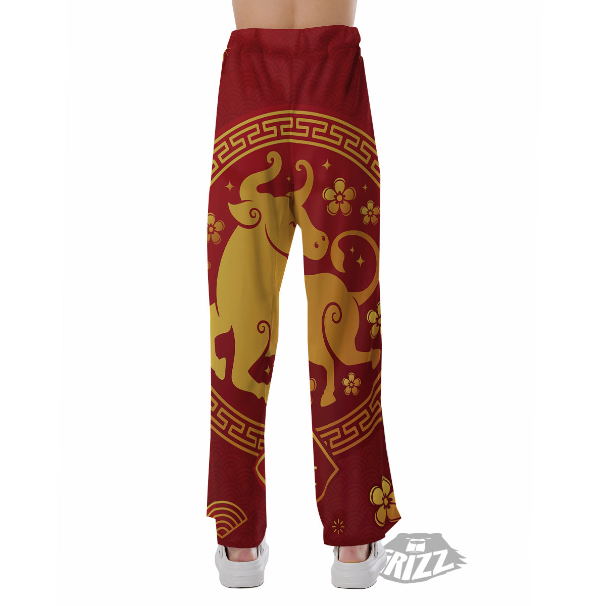 Zodiac Sign Chinese Ox Print Pajama Pants-grizzshop