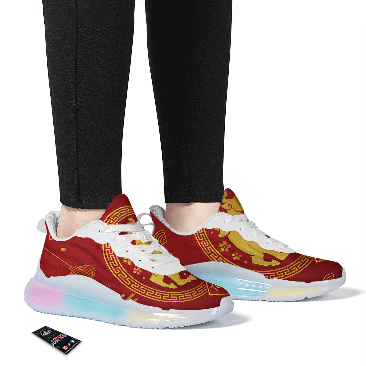 Zodiac Sign Chinese Ox Print Running Sneakers-grizzshop