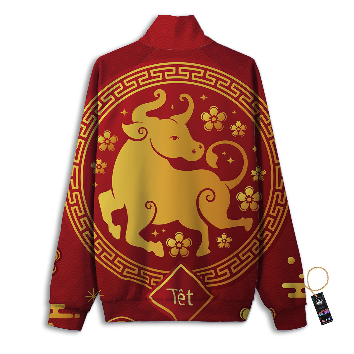Zodiac Sign Chinese Ox Print Track Jacket-grizzshop