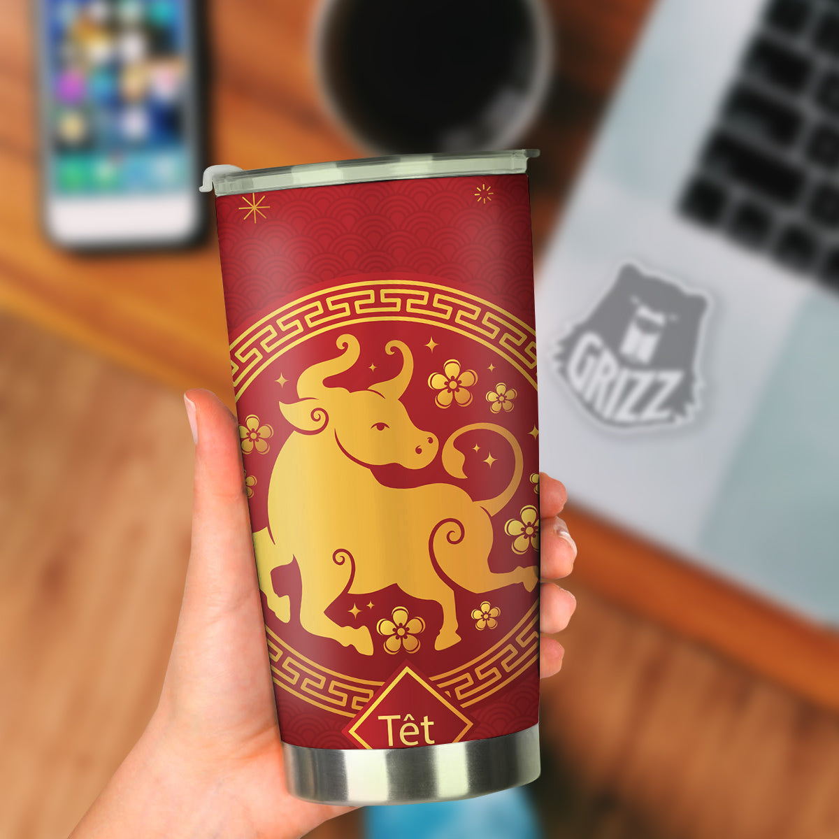 Zodiac Sign Chinese Ox Print Tumbler-grizzshop