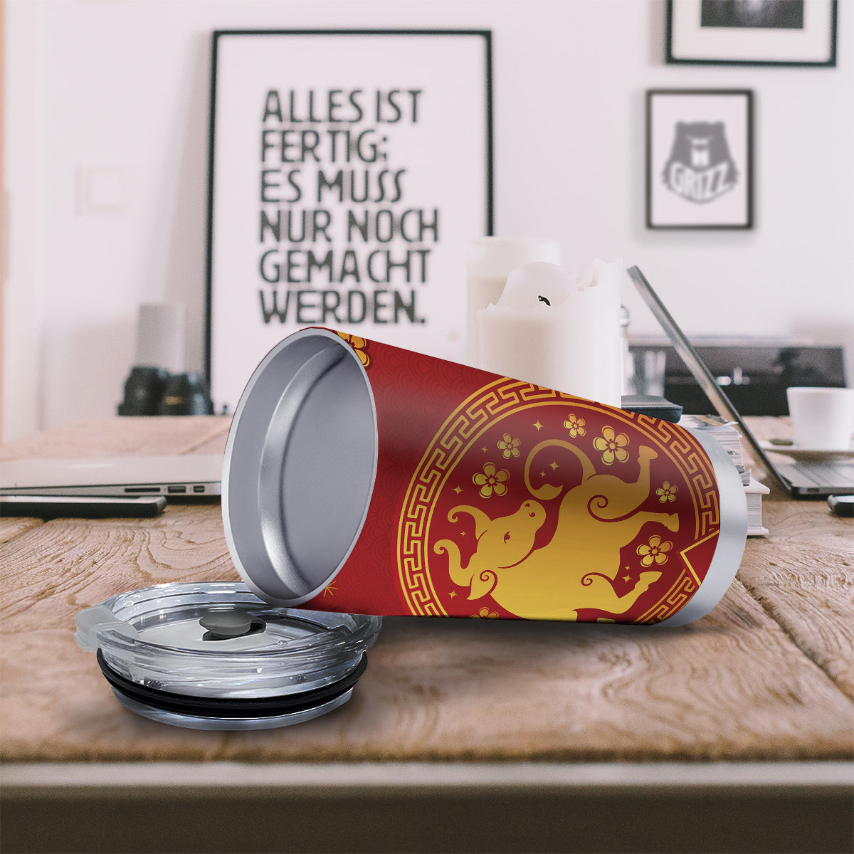 Zodiac Sign Chinese Ox Print Tumbler-grizzshop