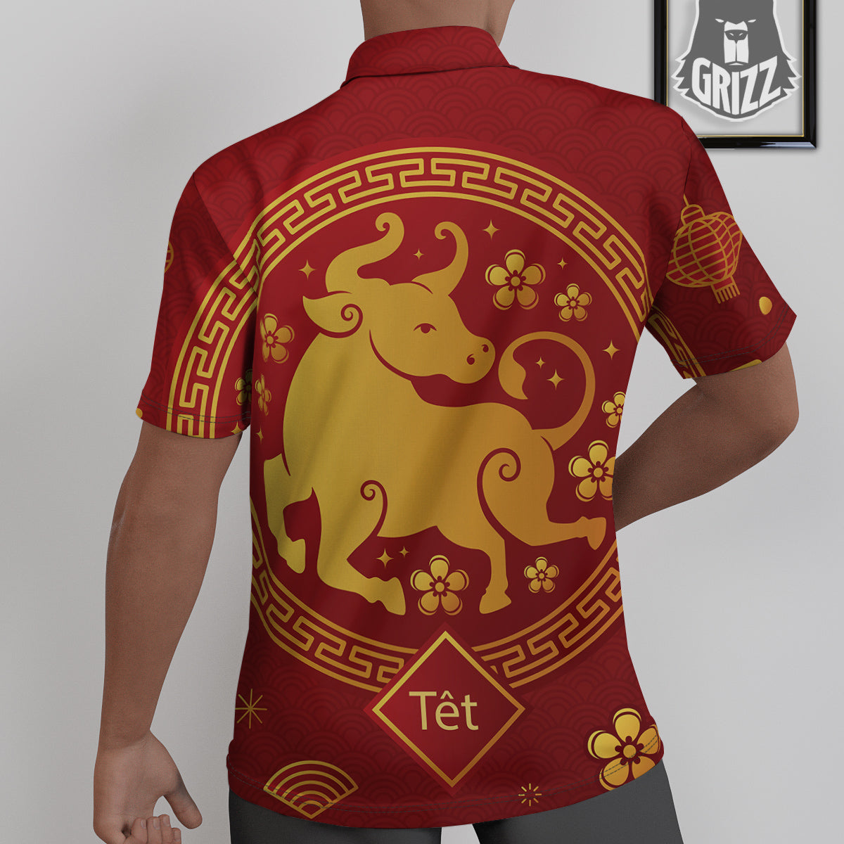 Zodiac Sign Chinese Ox Print Untucked Shirts-grizzshop