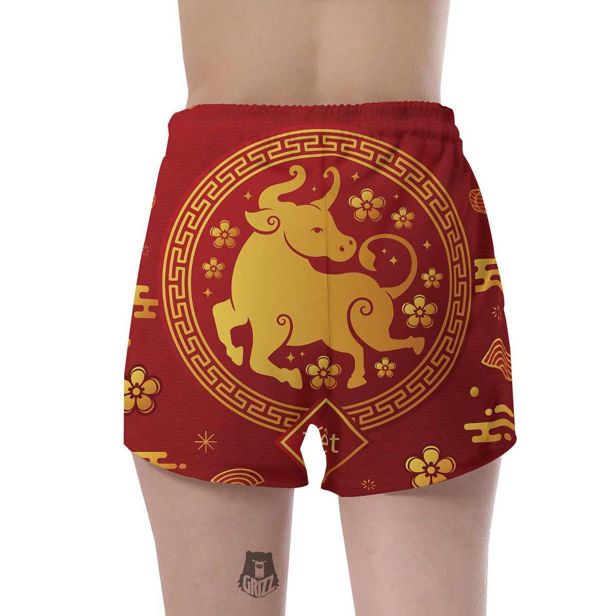 Zodiac Sign Chinese Ox Print Women's Shorts-grizzshop