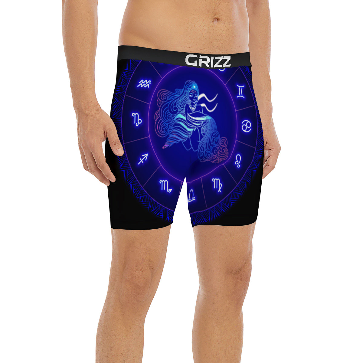 Zodiac Sign Dark Aquarius Print Boxer Briefs-grizzshop