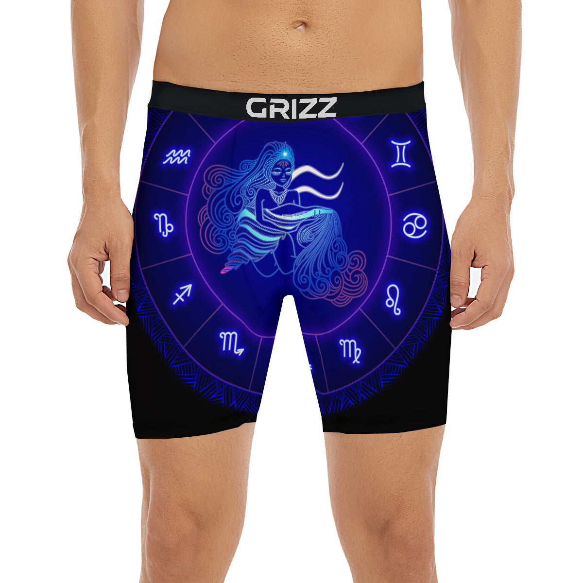 Zodiac Sign Dark Aquarius Print Boxer Briefs-grizzshop