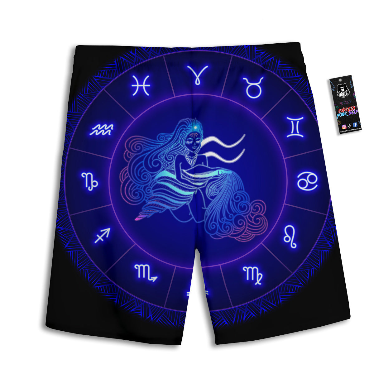 Zentangle Monochrome Print Pattern Men's Athletic Shorts