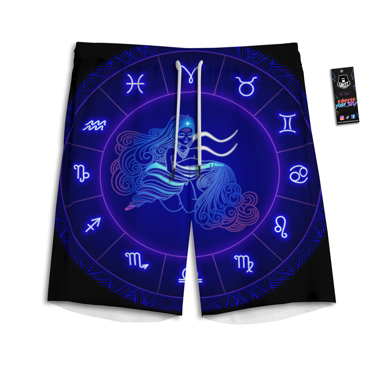 Zentangle Monochrome Print Pattern Men's Athletic Shorts