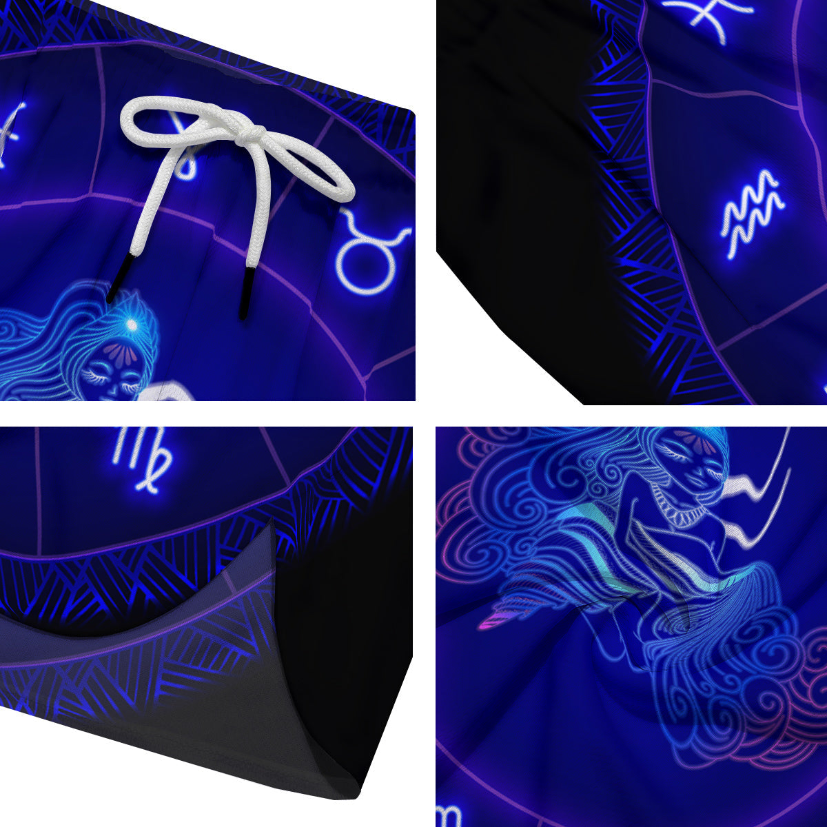 Zodiac Sign Dark Aquarius Print Men's Running Shorts-grizzshop