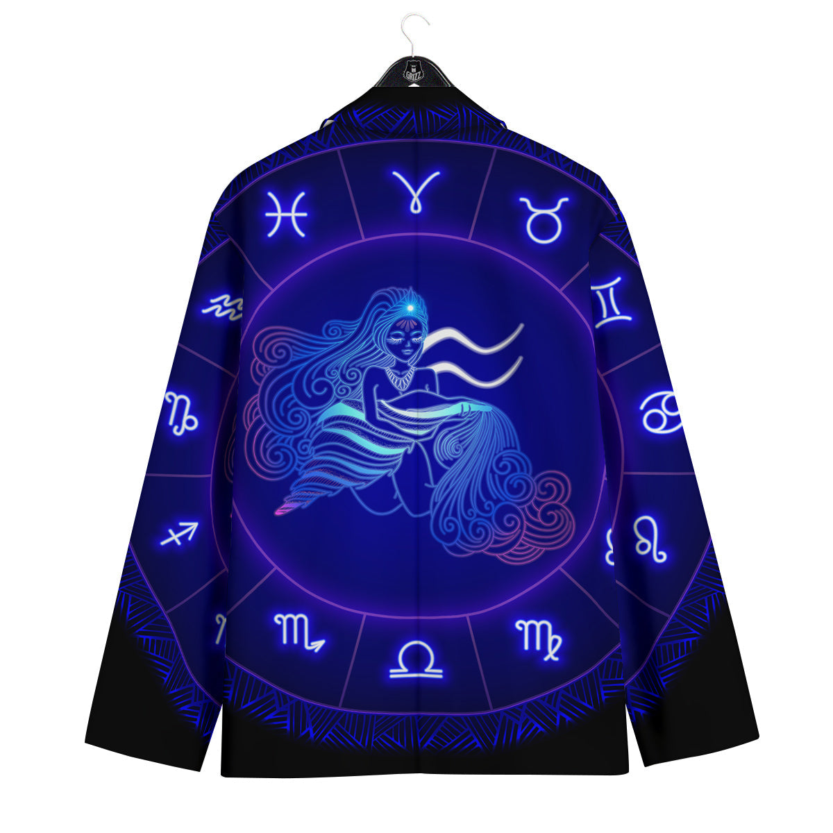 Zodiac Sign Dark Aquarius Print Men's Sport Coat-grizzshop