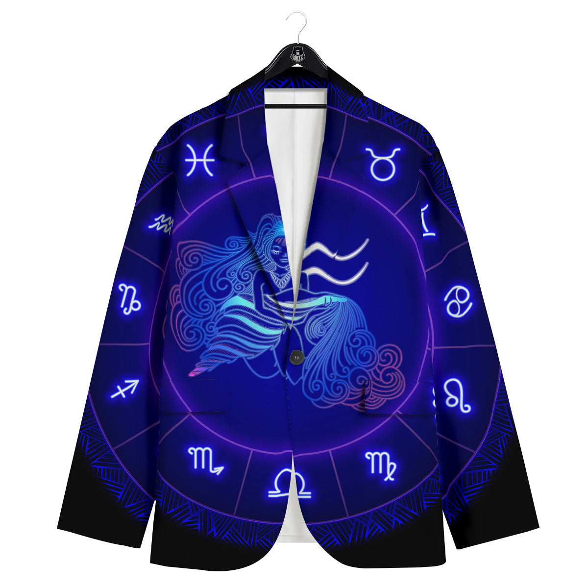 Zodiac Sign Dark Aquarius Print Men's Sport Coat-grizzshop