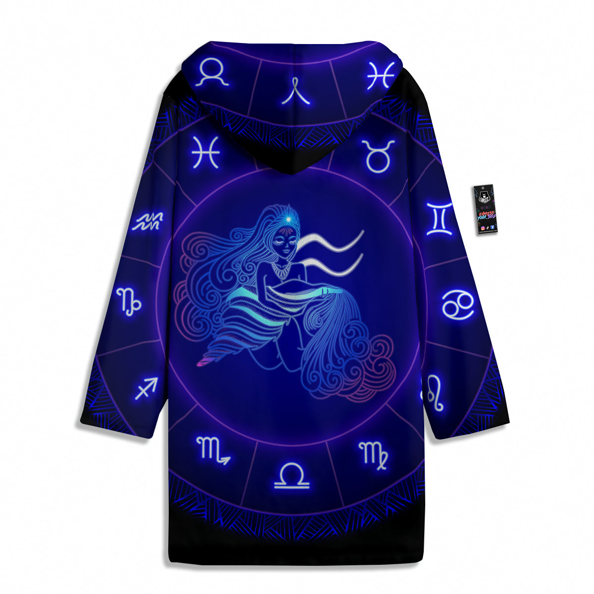 Zodiac Sign Dark Aquarius Print Men's Windbreaker Jacket-grizzshop