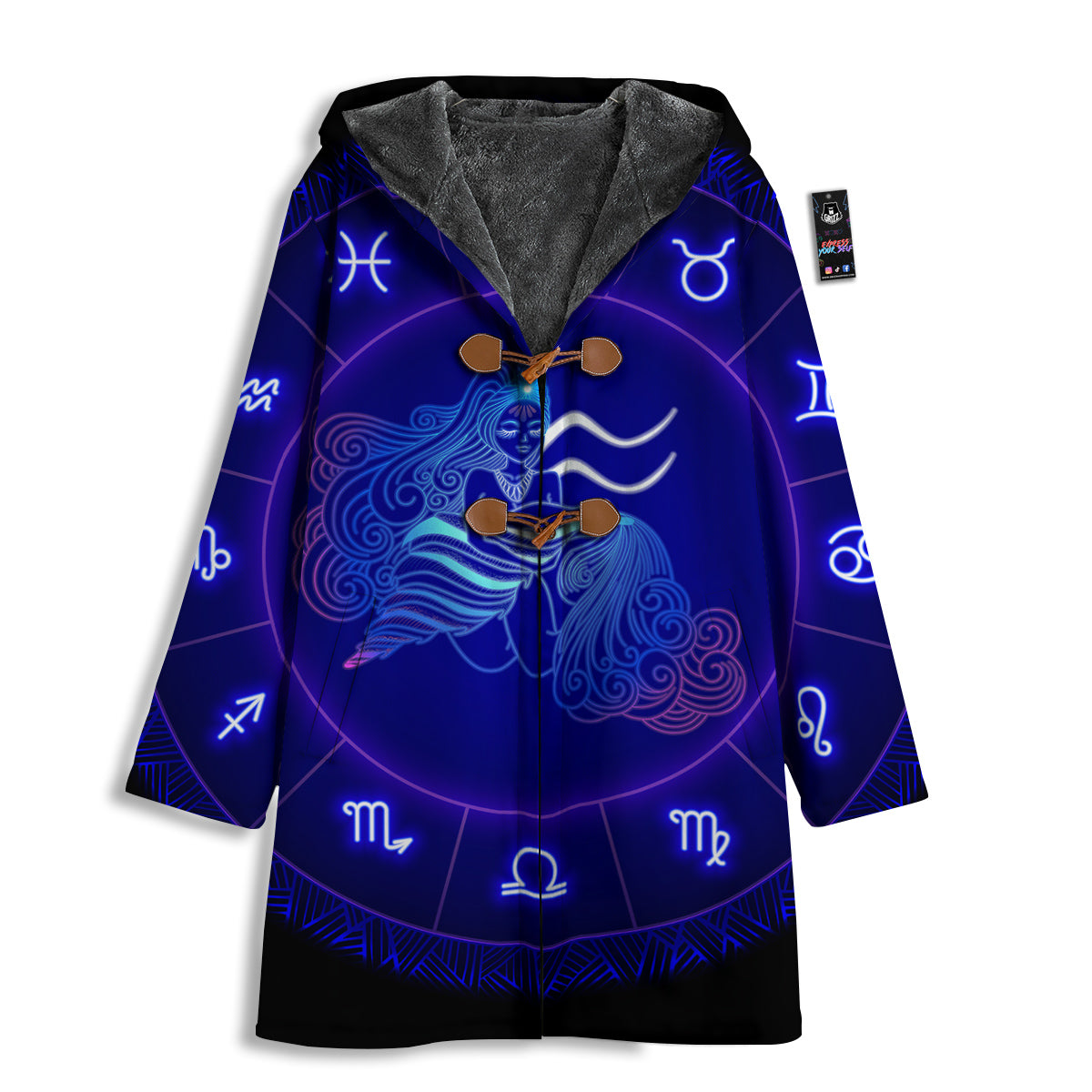 Zodiac Sign Dark Aquarius Print Men's Windbreaker Jacket-grizzshop