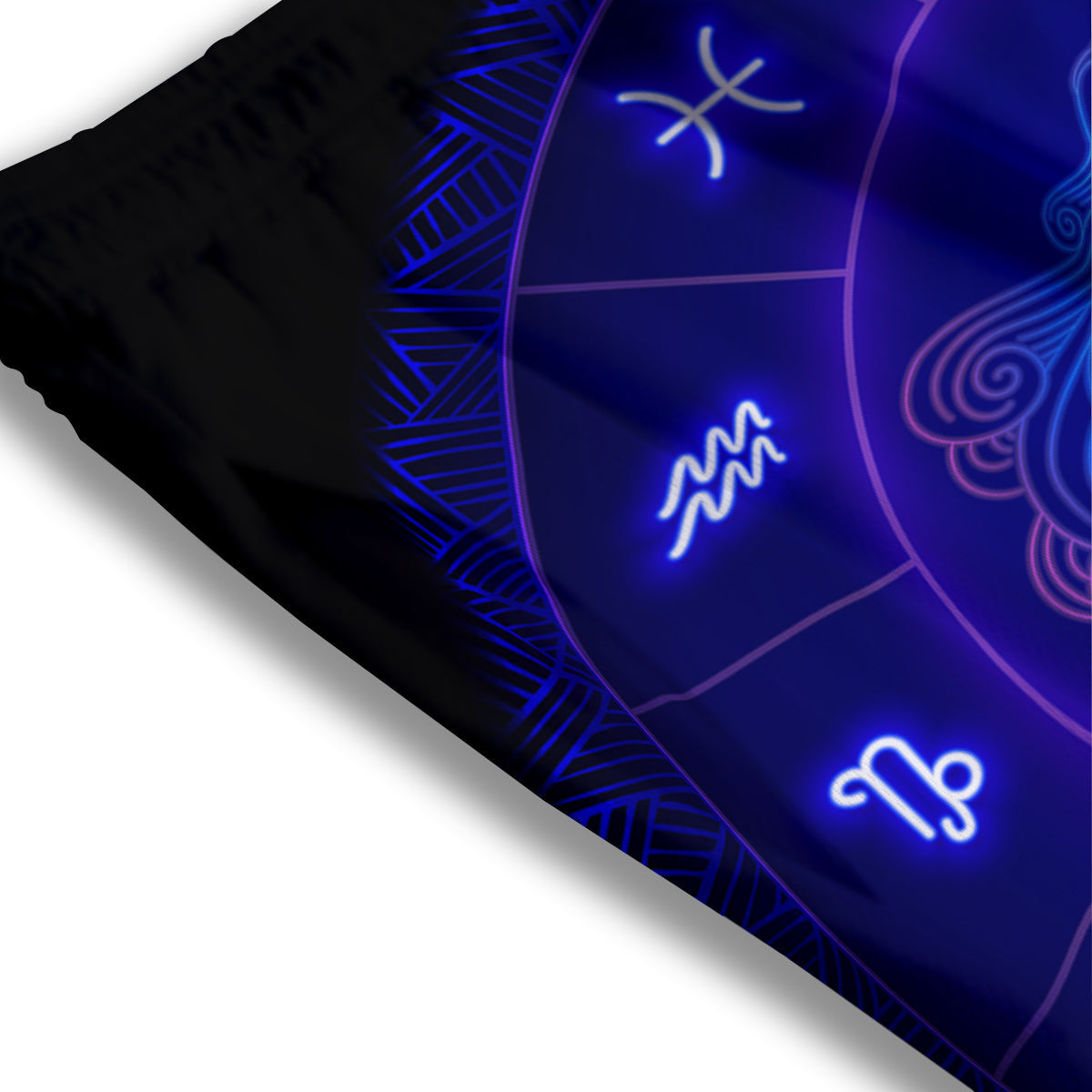 Zodiac Sign Dark Aquarius Print Mesh Shorts
