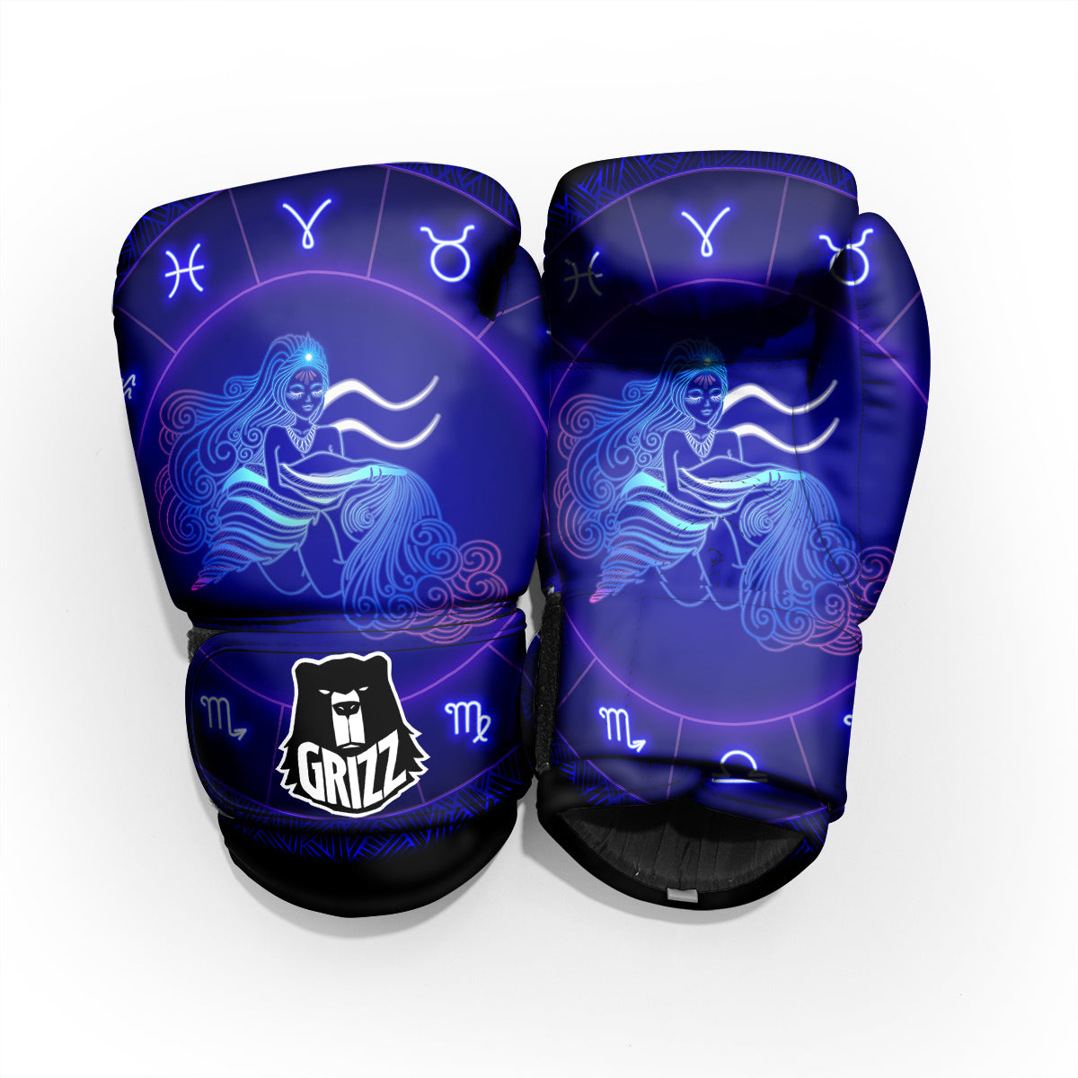 Zodiac Sign Dark Aquarius Print Pro Boxing Glove