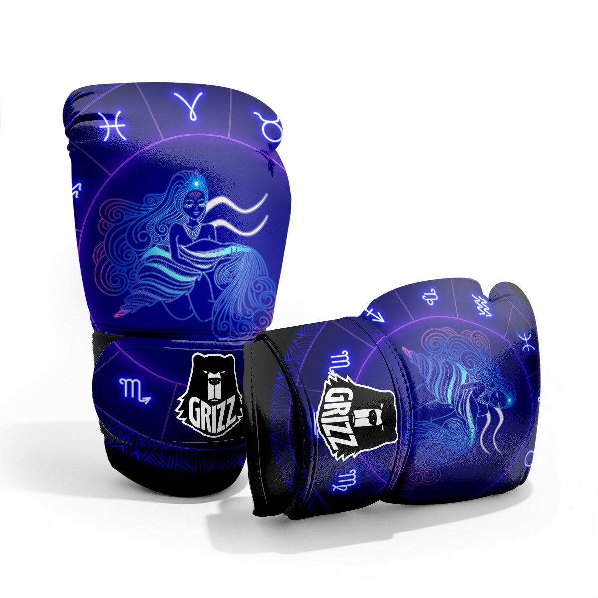 Zodiac Sign Dark Aquarius Print Pro Boxing Glove