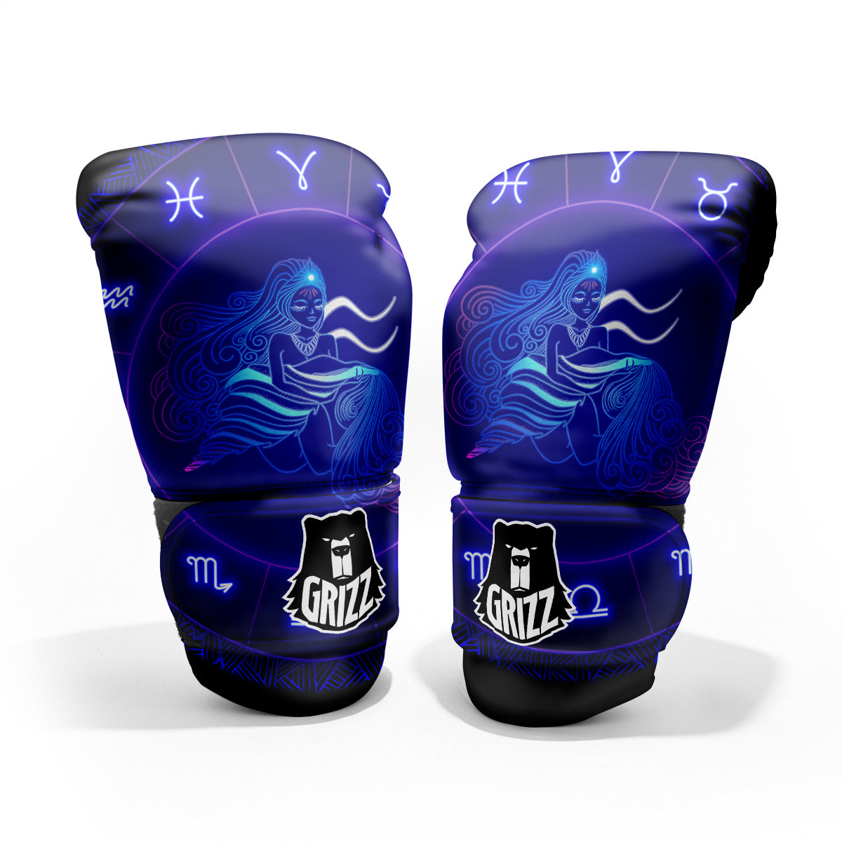 Zodiac Sign Dark Aquarius Print Pro Boxing Glove
