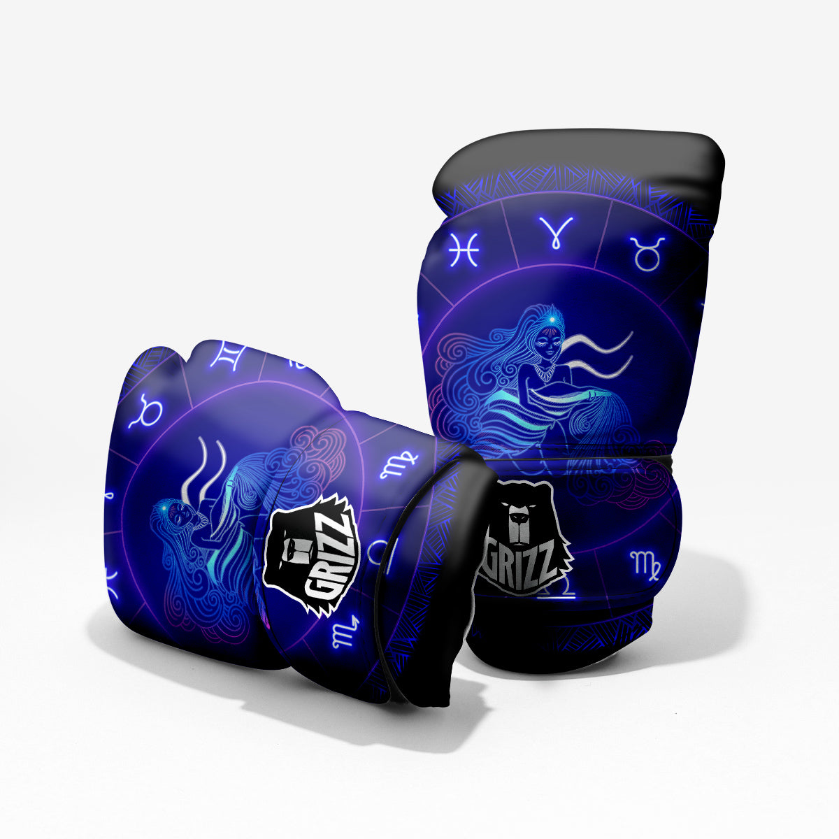 Zodiac Sign Dark Aquarius Print Pro Boxing Glove