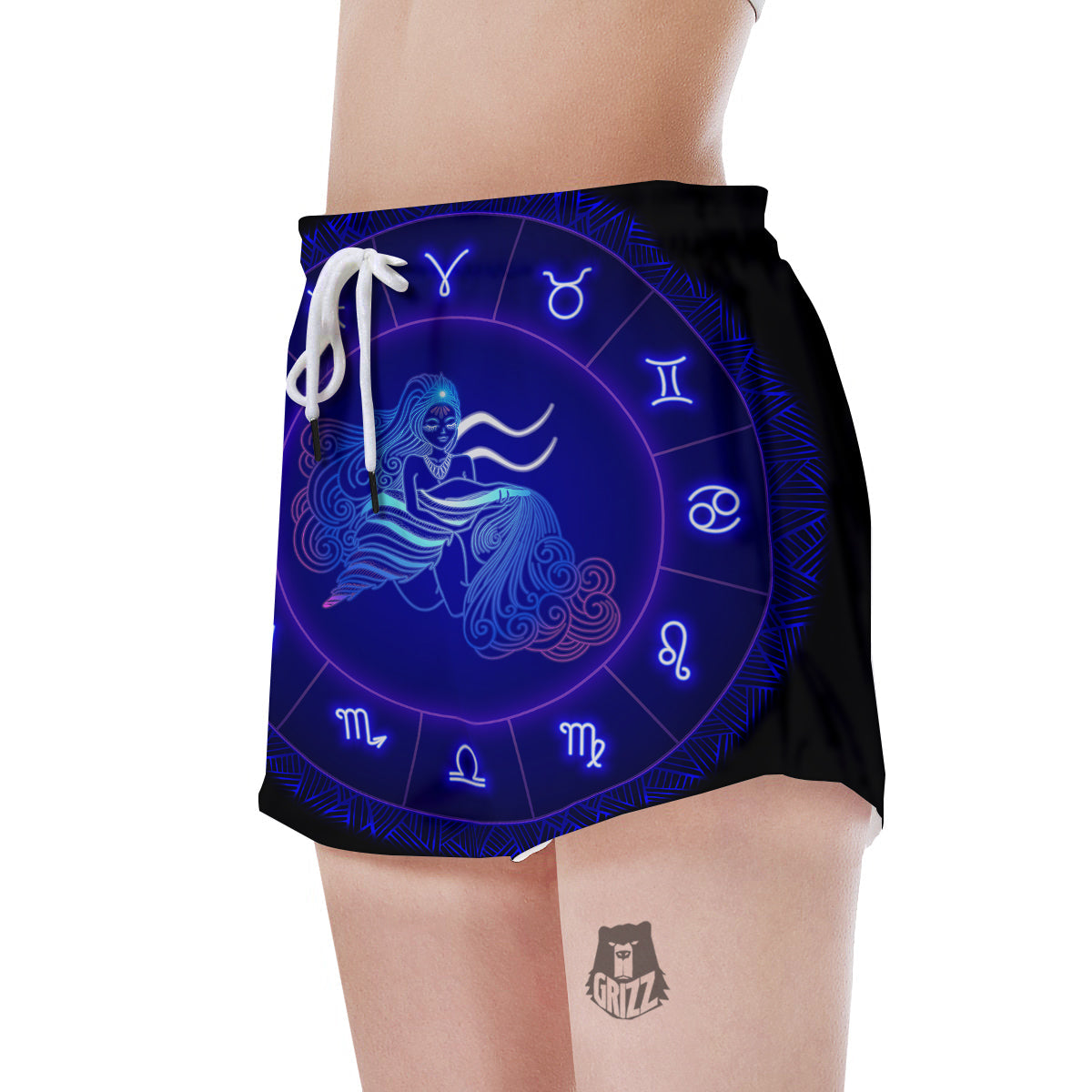 Zodiac Sign Dark Aquarius Print Women's Shorts-grizzshop
