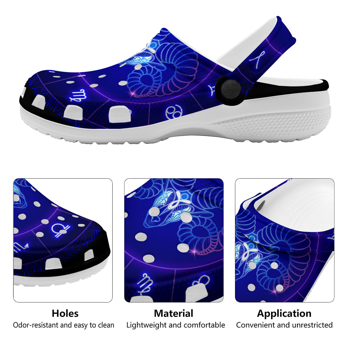 Zodiac Sign Dark Aries Print Clog-grizzshop