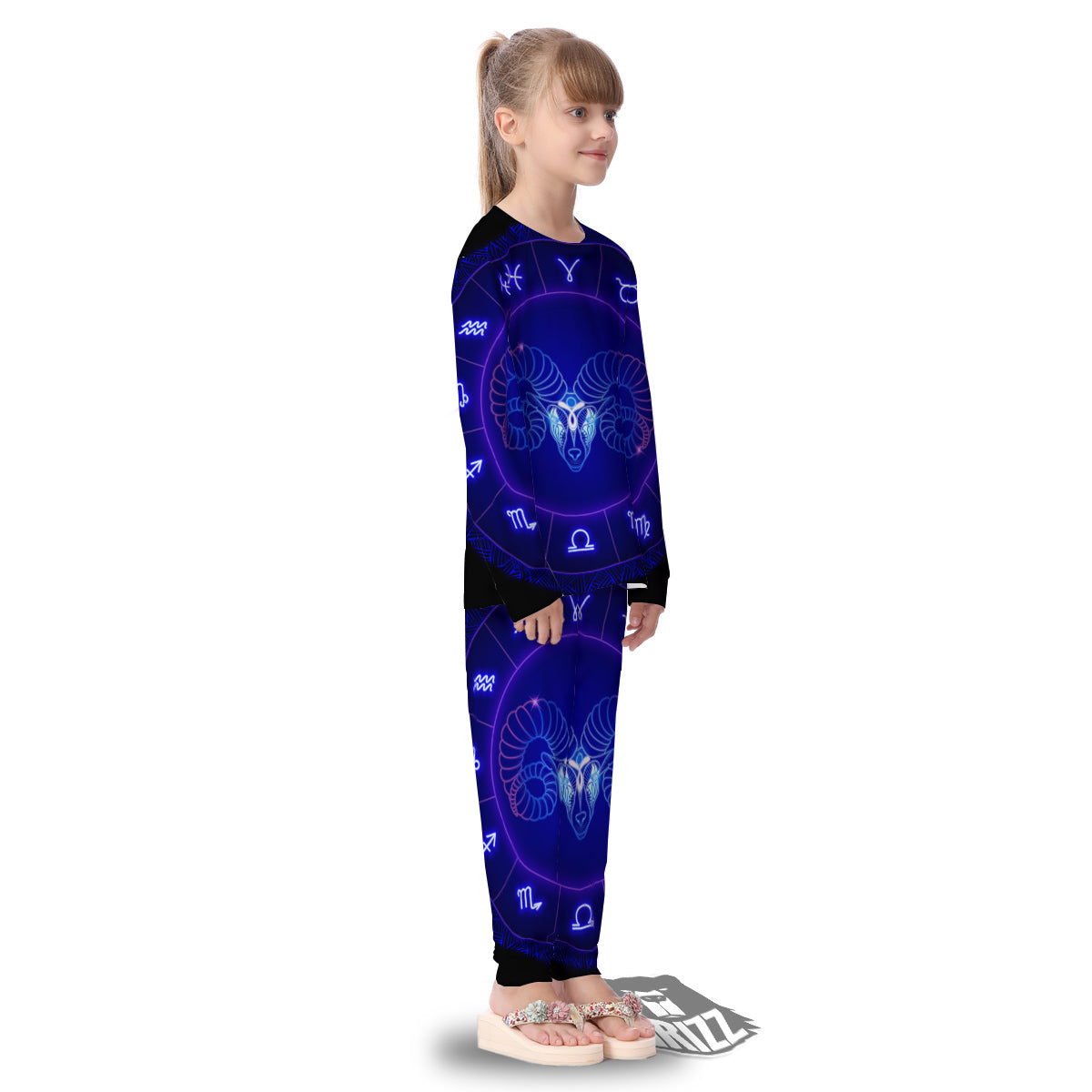 Zodiac Sign Dark Aries Print Kid's Pajamas-grizzshop
