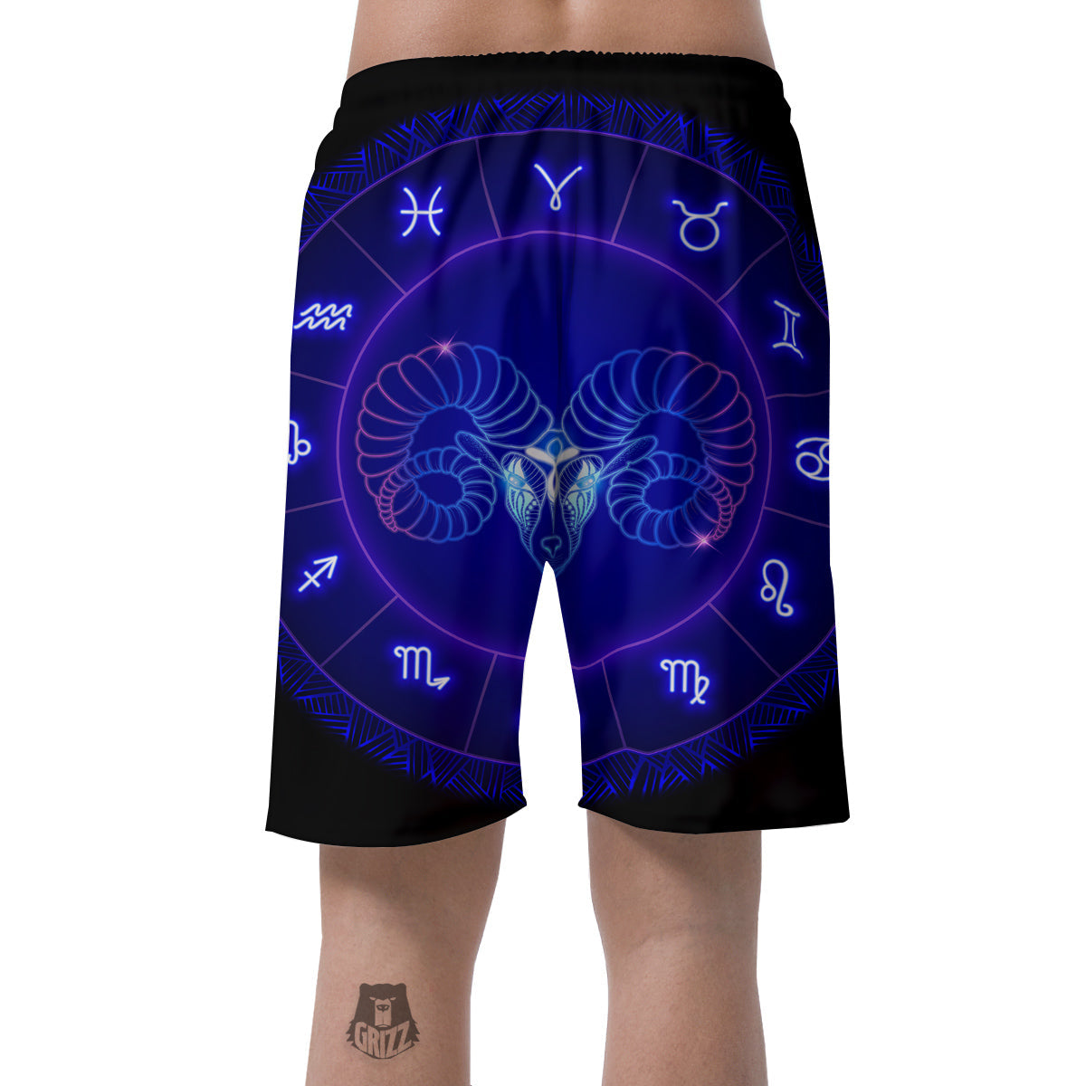 Zodiac Sign Dark Aries Print Men's Shorts-grizzshop