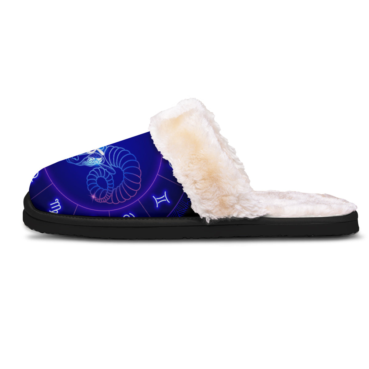 Zodiac Sign Dark Aries Print Slippers-grizzshop