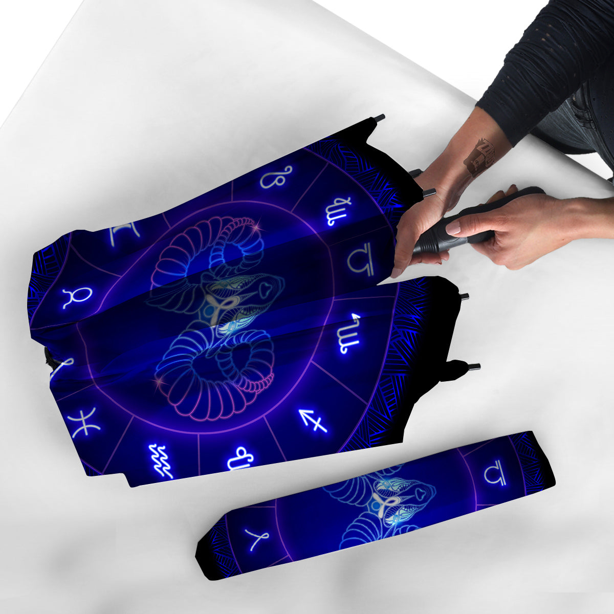 Zodiac Sign Dark Aries Print Umbrella-grizzshop