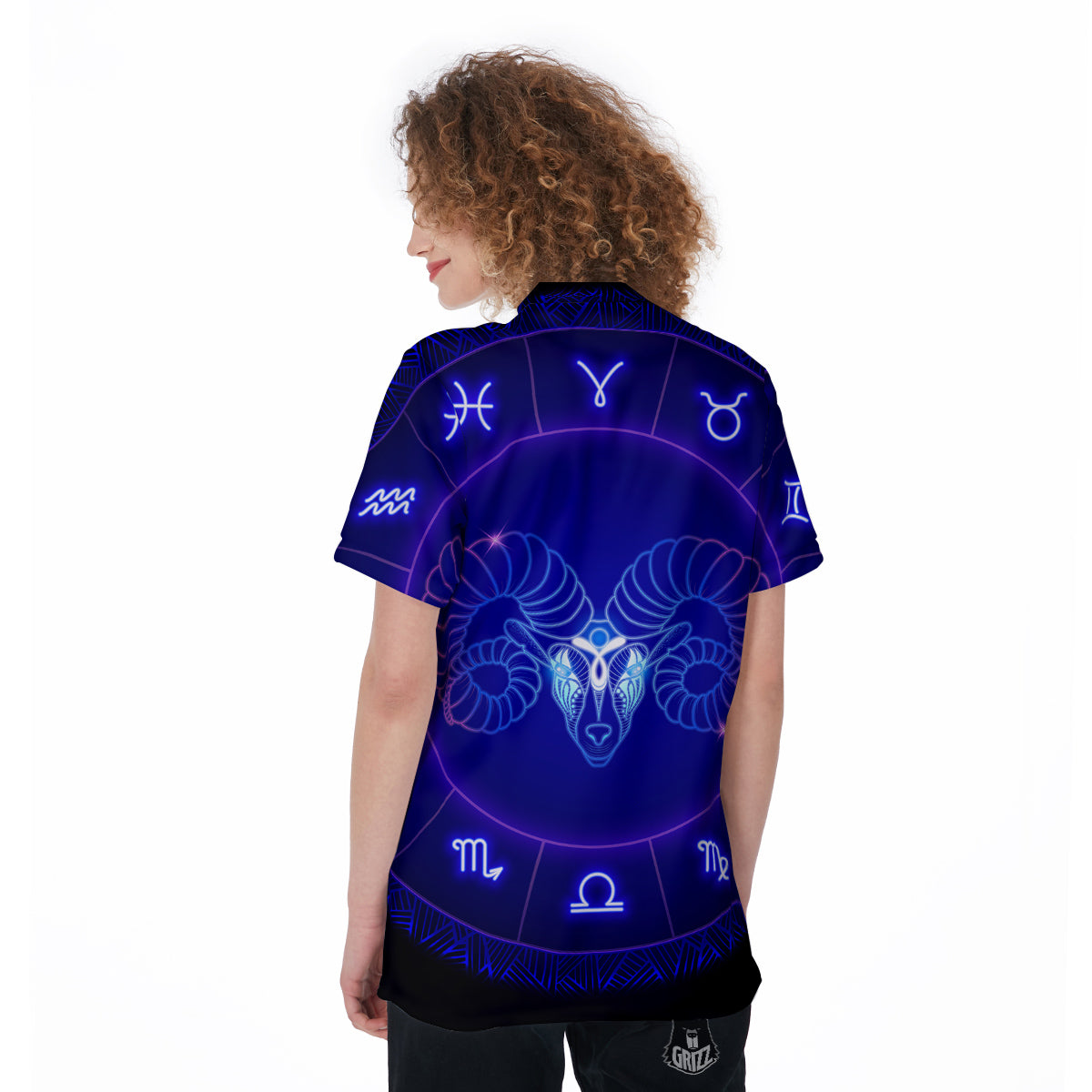 Zodiac Sign Dark Aries Print Women's Golf Shirts-grizzshop