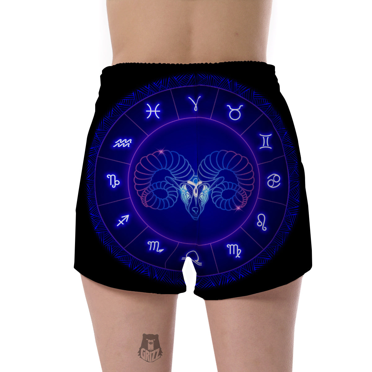 Zodiac Sign Dark Aries Print Women's Shorts-grizzshop