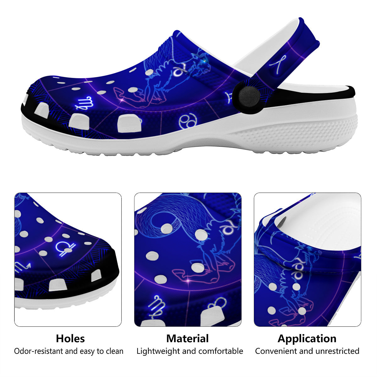 Zodiac Sign Dark Capricorn Print Clog-grizzshop
