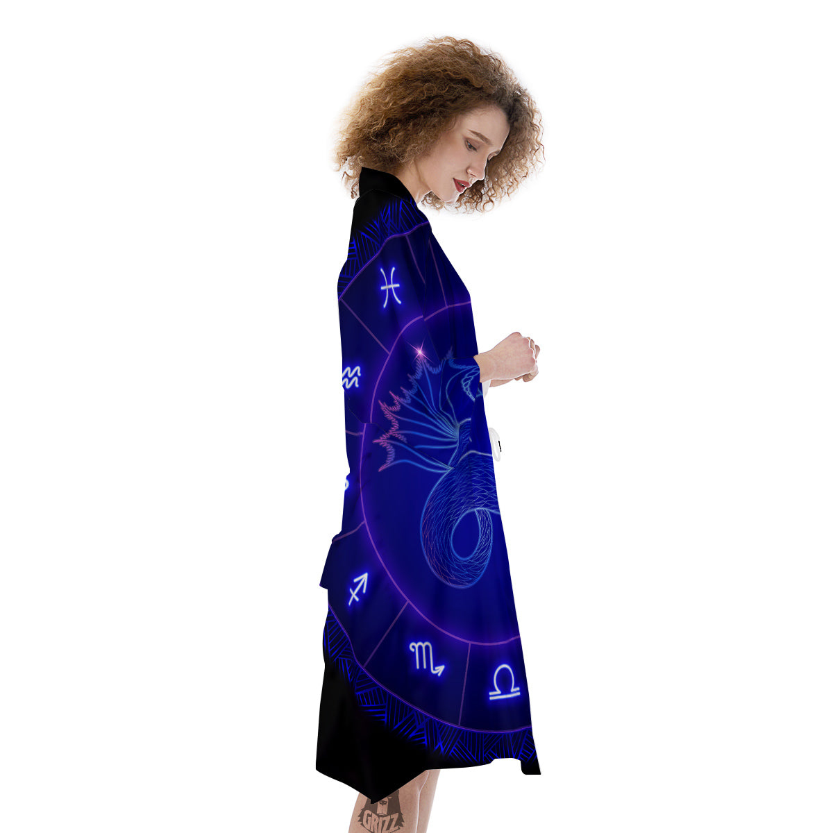 Zodiac Sign Dark Capricorn Print Kimono-grizzshop