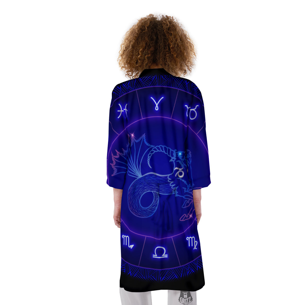 Zodiac Sign Dark Capricorn Print Kimono-grizzshop