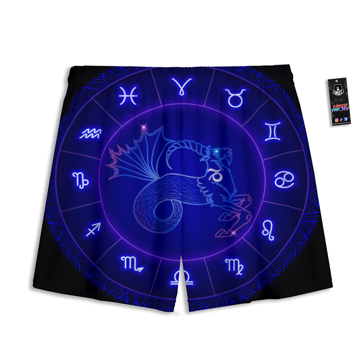 Zodiac Sign Dark Capricorn Print Mesh Shorts