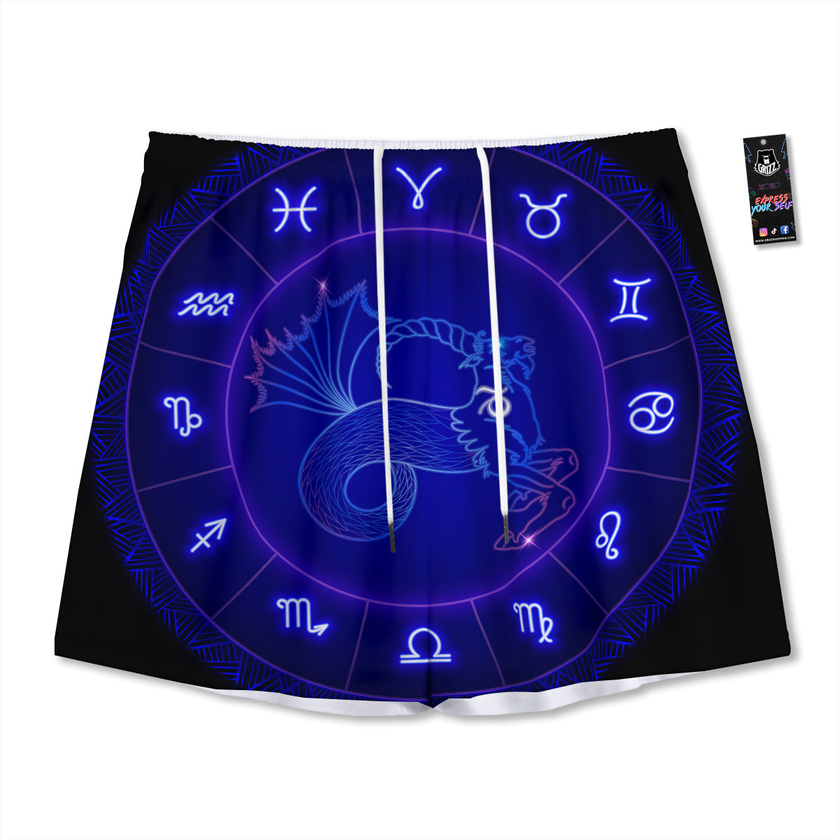 Zodiac Sign Dark Capricorn Print Mesh Shorts