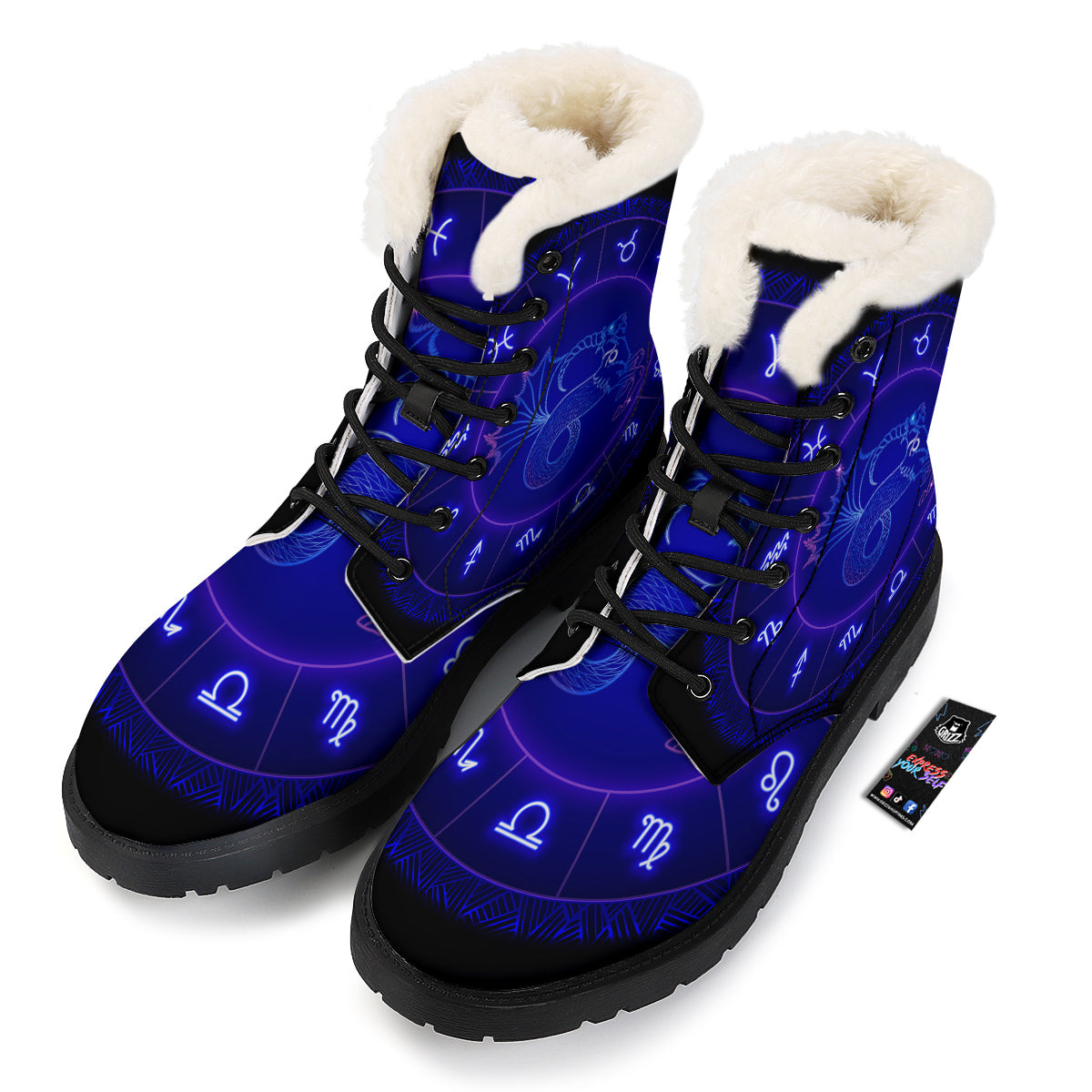 Zodiac Sign Dark Capricorn Print Winter Boots-grizzshop