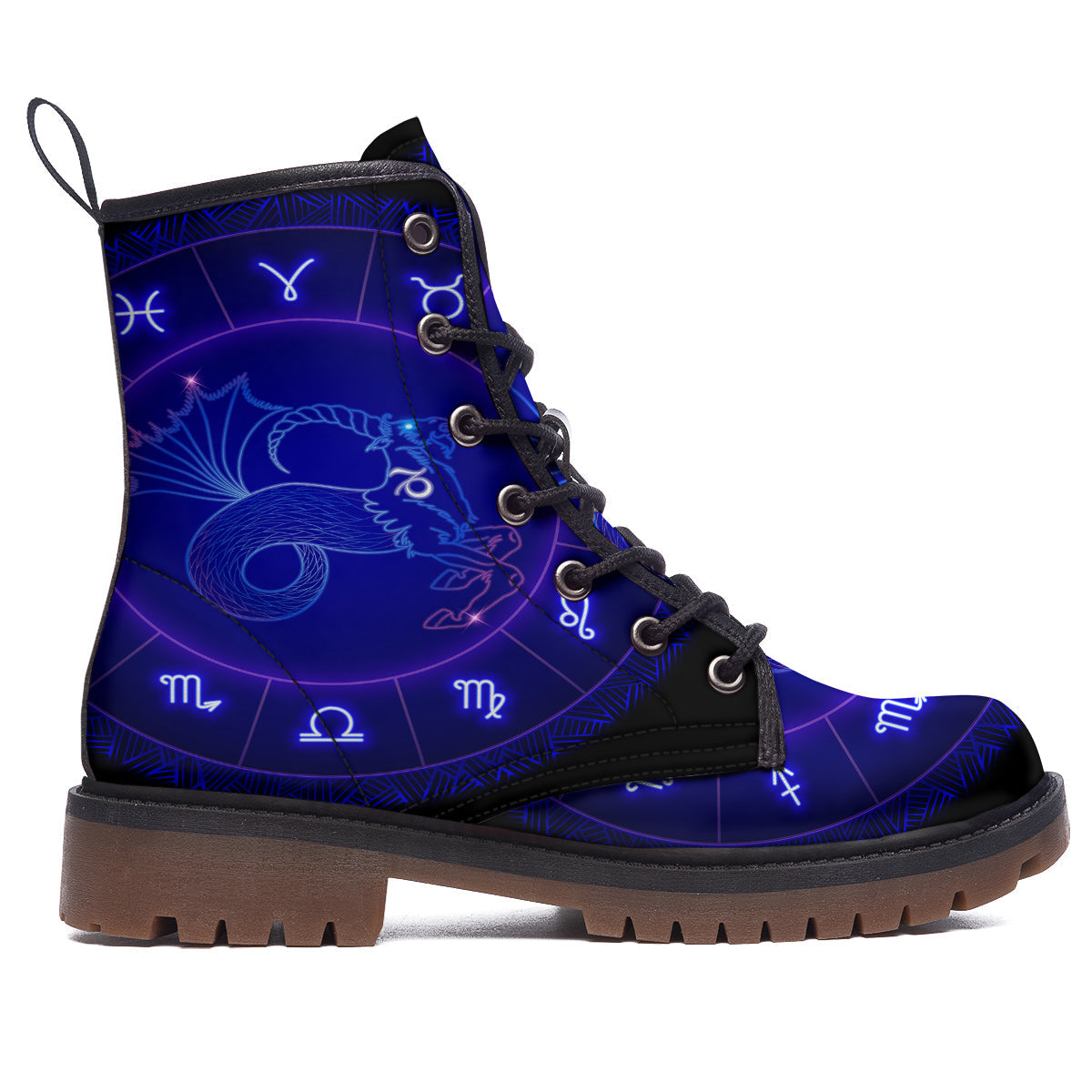 Zodiac Sign Dark Capricorn Print Work Boots-grizzshop