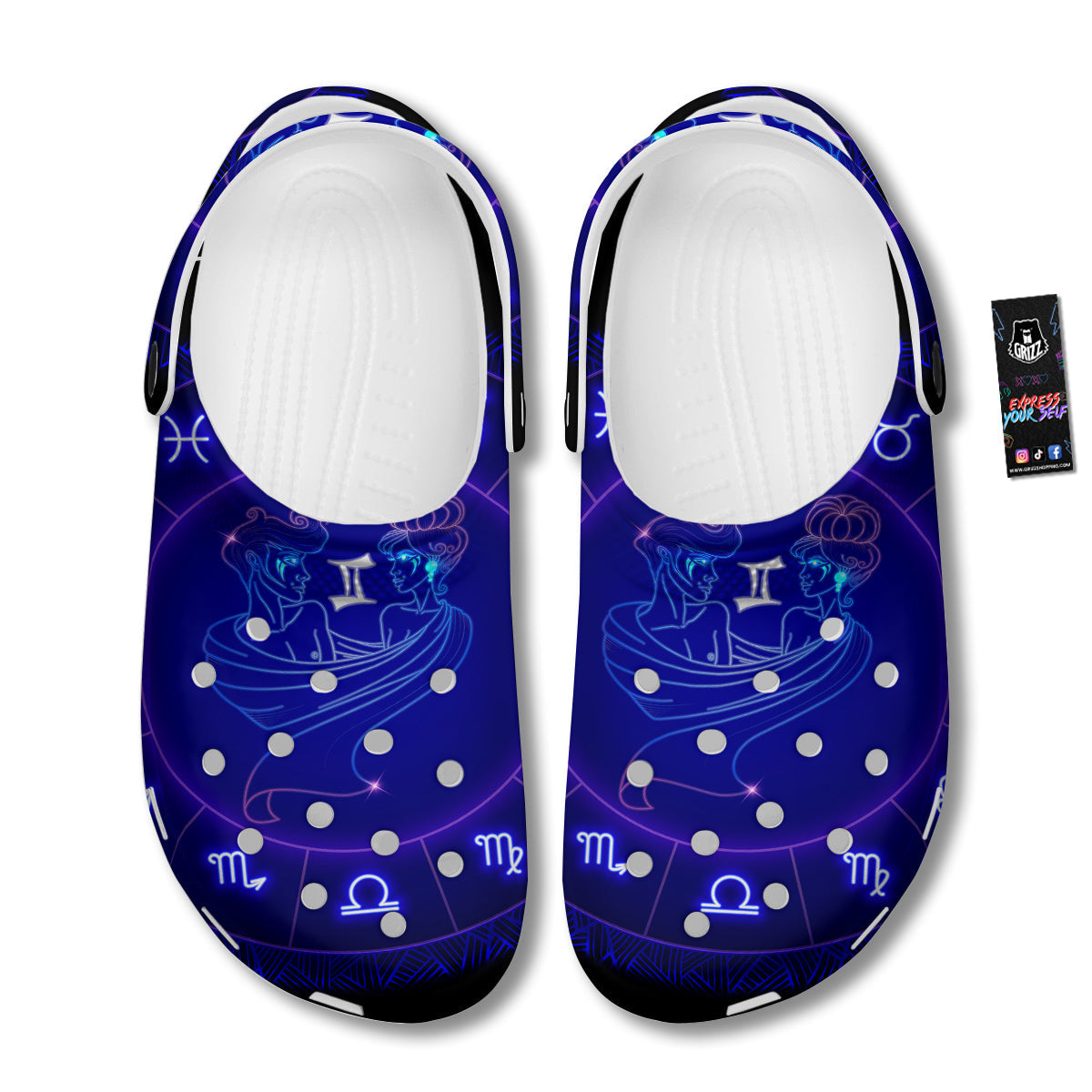 Zodiac Sign Dark Gemini Print Clog-grizzshop