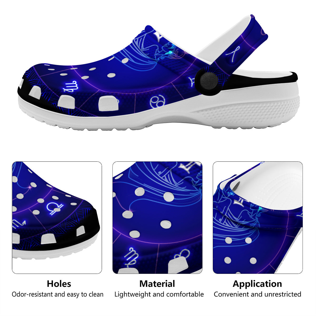 Zodiac Sign Dark Gemini Print Clog-grizzshop