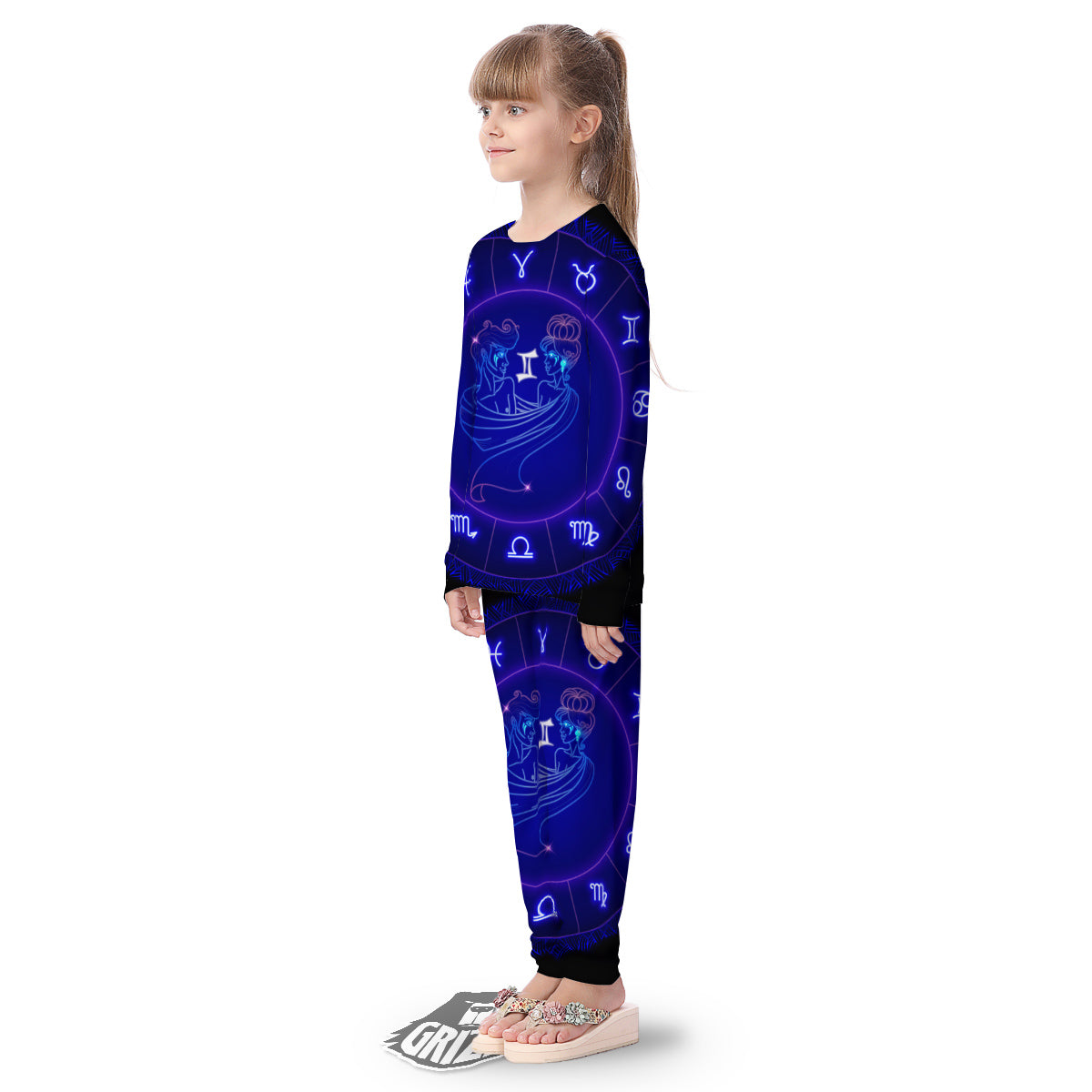 Zodiac Sign Dark Gemini Print Kid's Pajamas-grizzshop