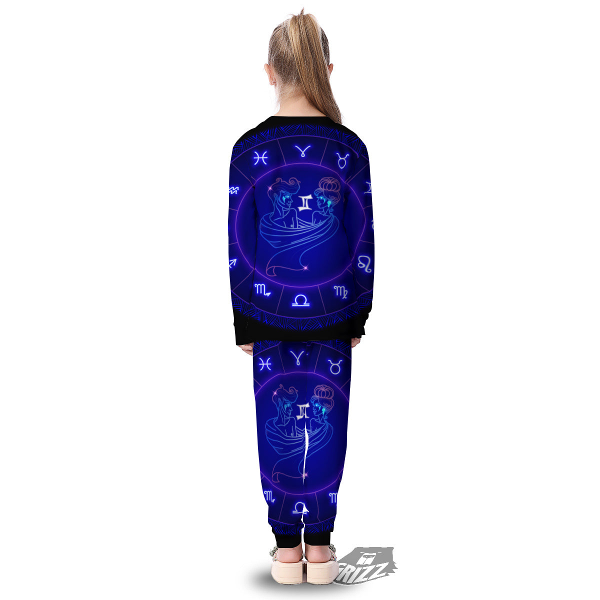 Zodiac Sign Dark Gemini Print Kid's Pajamas-grizzshop