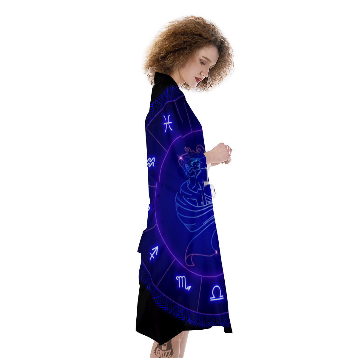 Zodiac Sign Dark Gemini Print Kimono-grizzshop