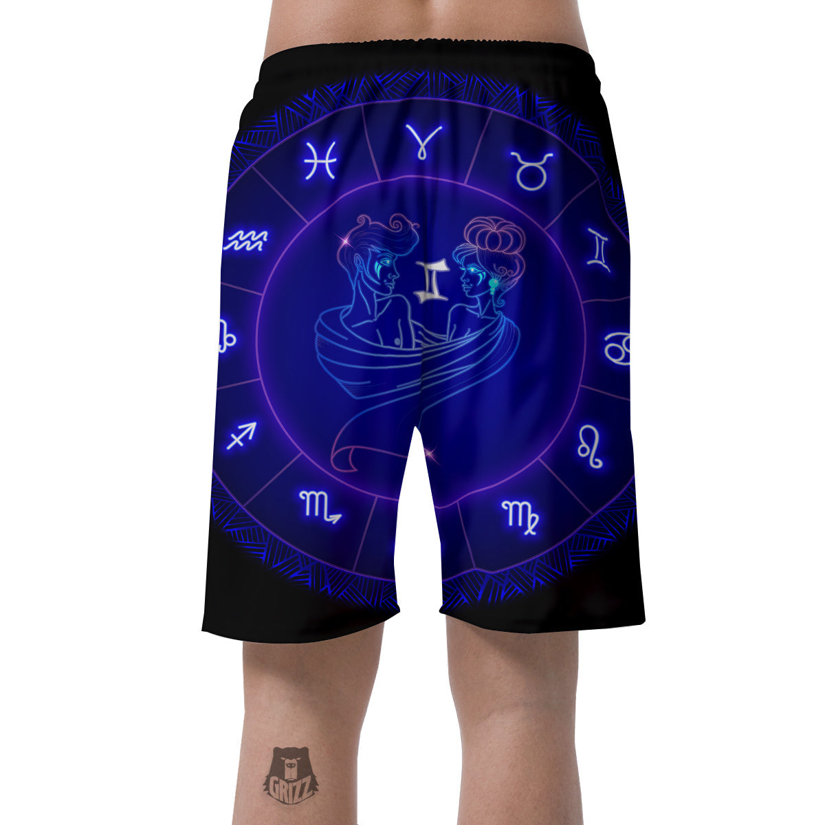 Zodiac Sign Dark Gemini Print Men's Shorts-grizzshop