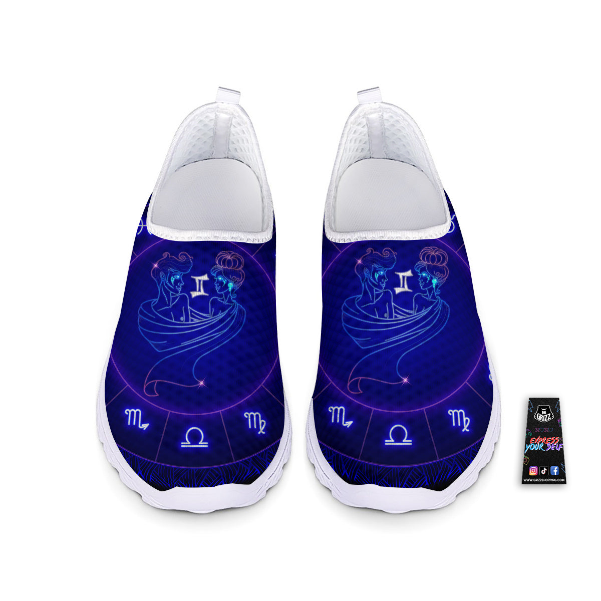 Zodiac Sign Dark Gemini Print Nurse Shoes-grizzshop