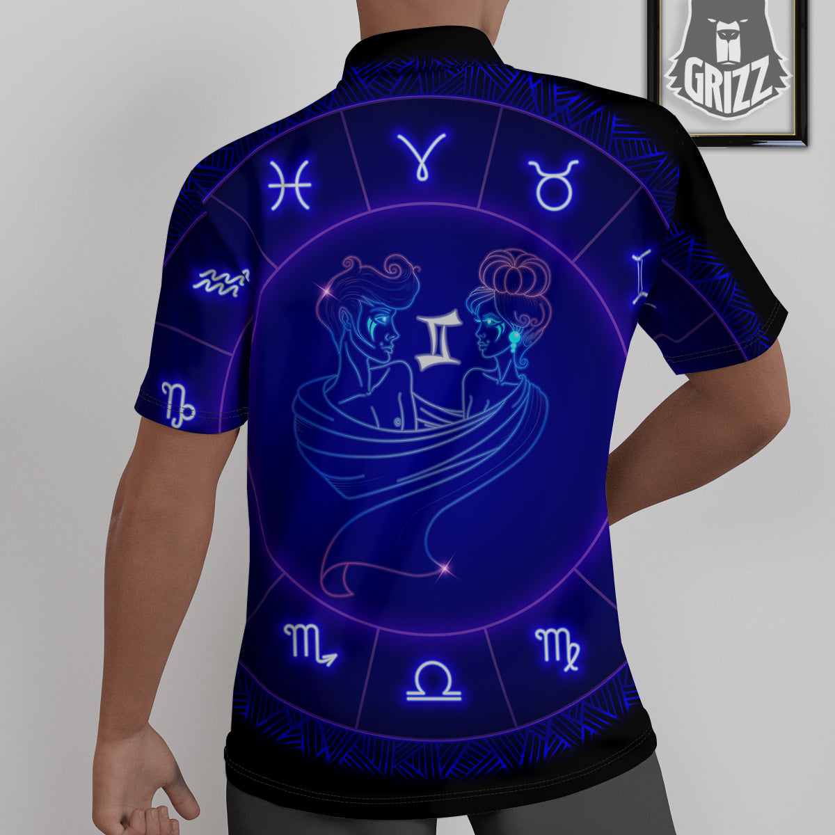 Zodiac Sign Dark Gemini Print Untucked Shirts-grizzshop